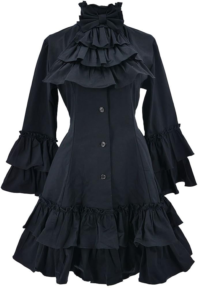 nite closet 哥特式女士连衣裙黑色复古维多利亚束腰修身款